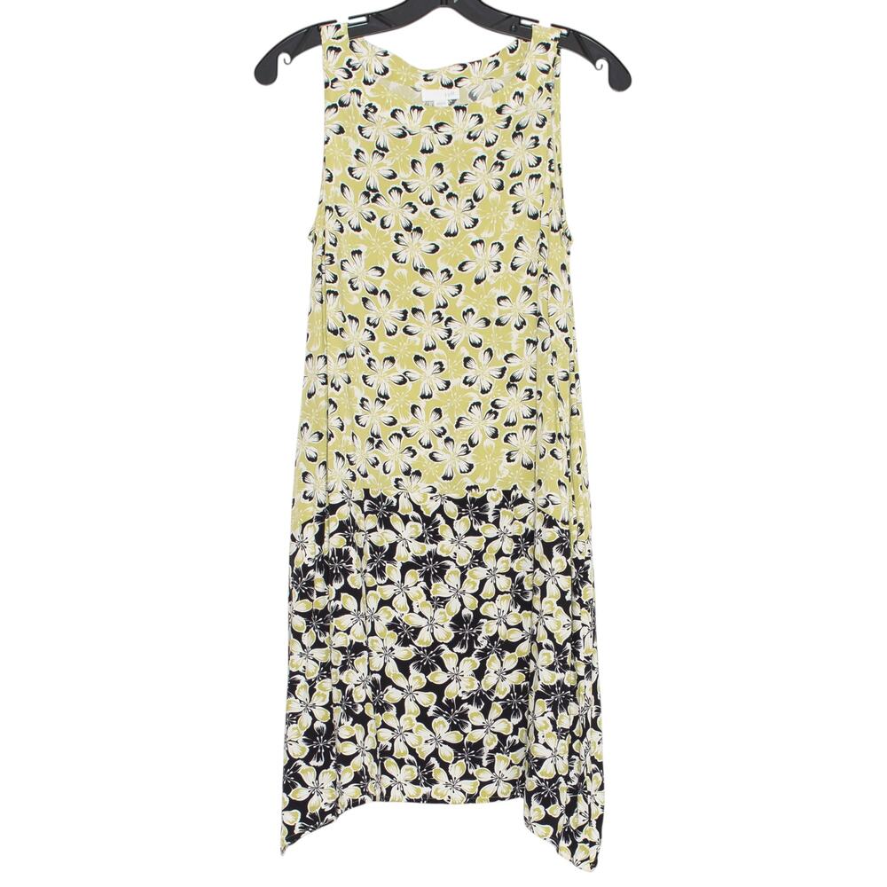 J Jill Dress Floral Cottage Boho Retro Sundress Tropical Resort Casual Green PS